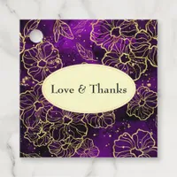Purple and Gold Abstract Floral Favor Tags