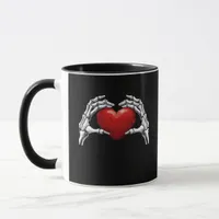 Skeleton Hands Holding A Red Heart Warm Highlight Mug