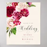 Roses Burgundy/Cream Wedding Welcome ID584 Poster