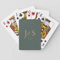 Simple Elegance Wedding Initials Green ID1022 Poker Cards