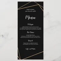 Elegant Black and Gold Geometric Frame Wedding Menu