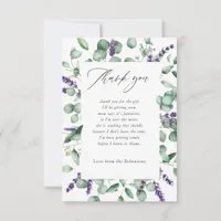 Eucalyptus Lavender Greenery Baby Shower Thank You Card