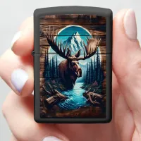 Bull Moose Wood Art Zippo Lighter