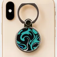 Teal, Black and Blue Swirled Phone Ring Stand