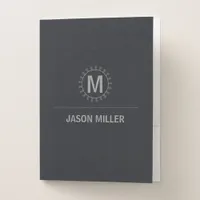 Array and Line Monogram Professional Silver ID313 Pocket Folder