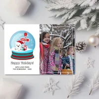 Adorable Christmas Bear Snow Globe Photo Greeting Holiday Card