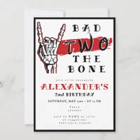 Bad Two The Bone 2nd Birthday Skeleton Hand Invitation