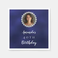 Blue white photo diamonds napkins