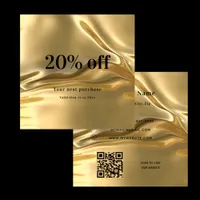 Gold metallic elegant qr code loyalty discount card