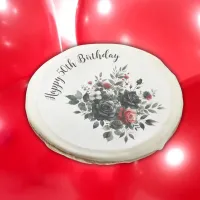 Happy 50th Birthday Red and Black Roses | Sugar Cookie