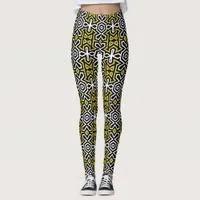 Black and Gold Pattern Leggings ★Funky Aztec★