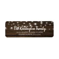 Rustic String Lights Barn Wood Address Label