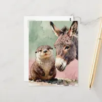 Otter and Donkey Postcard