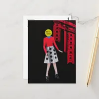 Woman With the Yellow Circle For A Head Surreal  Postcard