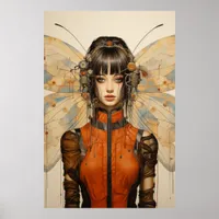 Fantasy Scifi Insect Woman Butterfly Wings Poster