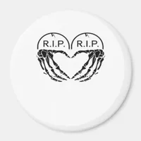 Rip Heart Shaped Gravestone Skeleton Hands Magnet