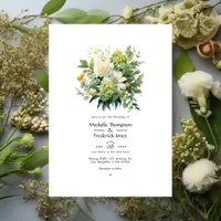 Shades of Green Floral Wedding Invitation