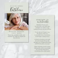 Forever in Our Hearts Script Funeral Prayer Card