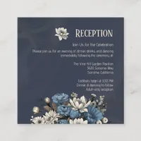 Elegant Navy Wildflower Wedding Reception Enclosure Card