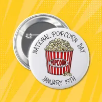 National Popcorn Day January 19th Button