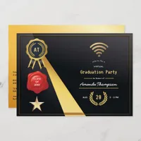 Elegant Black and Gold Virtual Graduation Party Invitation