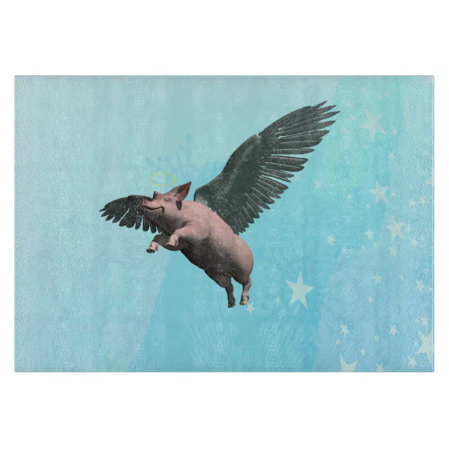 Cute Angel Pig Flying in the Sky Cutting Board