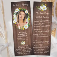 Rustic Floral Funeral Memorial Prayer Card Photo Bookmarks