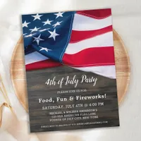 Budget Patriotic 4th Of July Party Invitation Flag