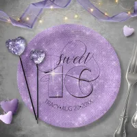 Glitter and Shine Sweet 16 Violet ID675 Paper Plates