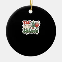 Tis Season Retro Funny Sloth Ceramic Ornament