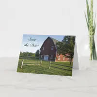 Red Barn with Fence Wedding Save the Date Announcement