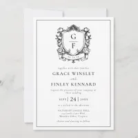 ElegantElegant French Roses Monogram Crest Wedding Invitation