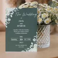 New Modern Sage Green with White Simple Wedding Invitation