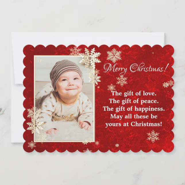 Christmas snowflakes photo wishes invitation