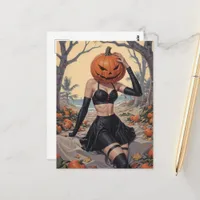 Halloween Pin Up Woman Postcard