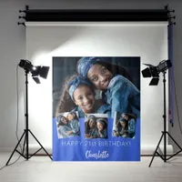 Birthday party custom photo collage royal blue tapestry