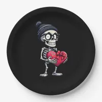 Funny Skeleton Men Women Skeleton Heart Valentines Paper Plates