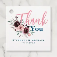 Elegant Burgundy Flowers Wedding Thank You Favor Tags