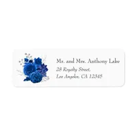 Royal Blue and Silver Floral Wedding Label