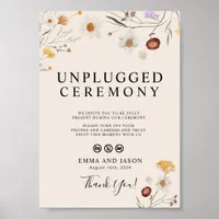 Unplugged Wedding Ceremony Sign Boho Wildflower