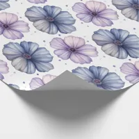 Floral Watercolor Pattern Lavender and Blue Wrapping Paper