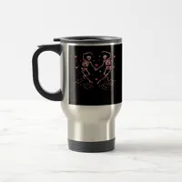 Skeletons Holding Hands Heart Valentines Day Desig Travel Mug