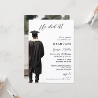 Modern Minimalist Photo he Did It Graduation Invitation