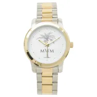 Modern Monogram Artistic Silver Palm Tree Tropical Watch