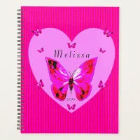 Pretty Red & Purple Butterflies Custom Name Girly Planner