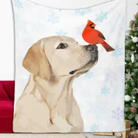 Yellow Lab Christmas Dog Labrador Fleece Blanket