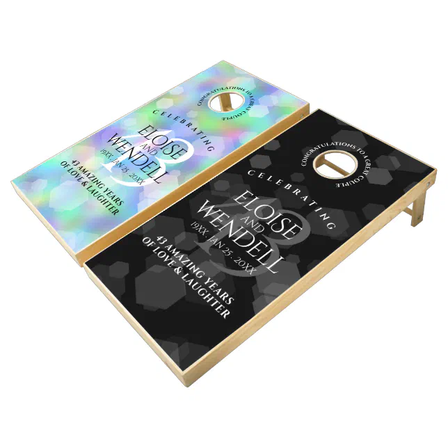 Elegant 43rd Opal Wedding Anniversary Celebration Cornhole Set