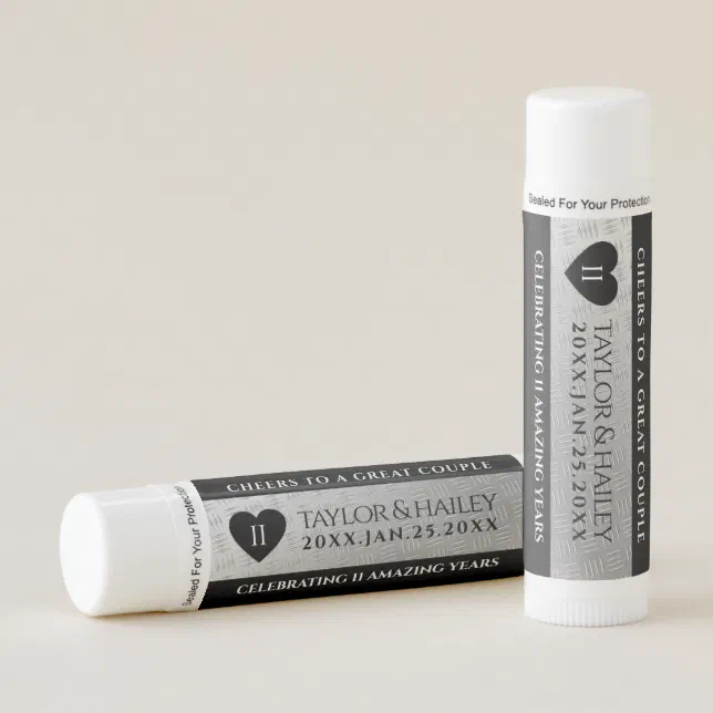 Elegant 11th Steel Wedding Anniversary Celebration Lip Balm