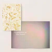 Handpainted Elegant Feminine Eyes Colorful Leaves  Foil Card