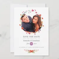 Aquarelle Wildflower Photo Wedding Save The Date